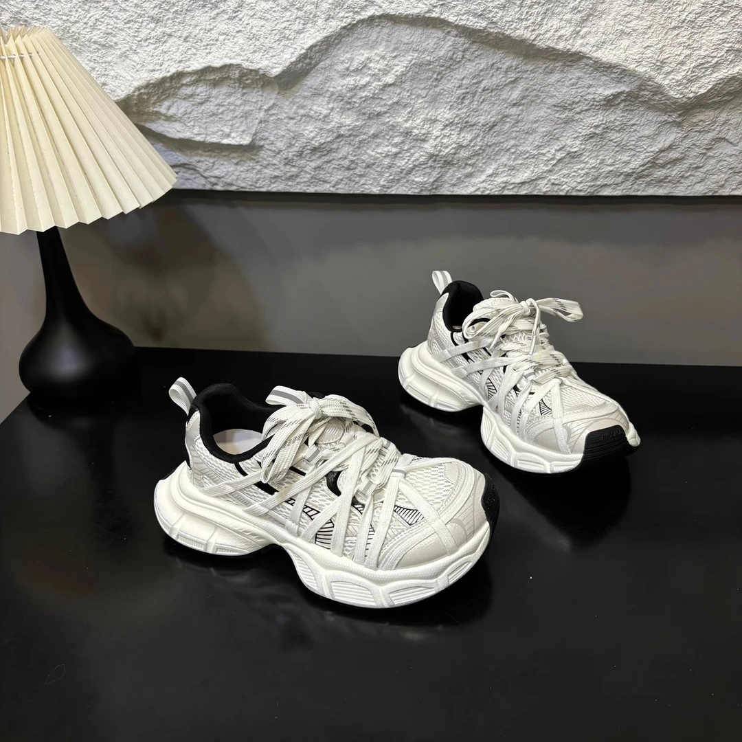 时尚网面透气巴黎老爹鞋女2025夏季新款厚底增高百搭休闲运动鞋潮