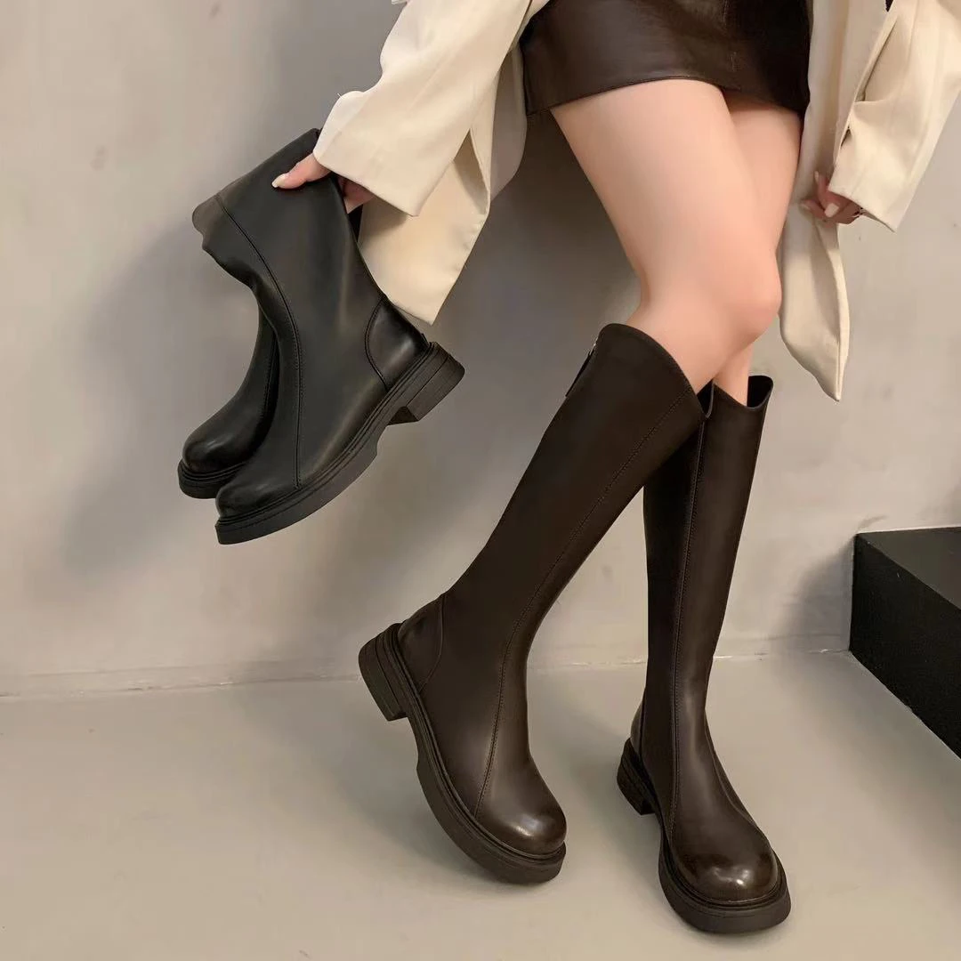 不过膝厚底弹力高筒靴骑士靴9815-1仓