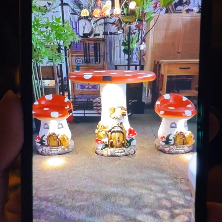 红陶花园庭院摆件一桌两凳&003&