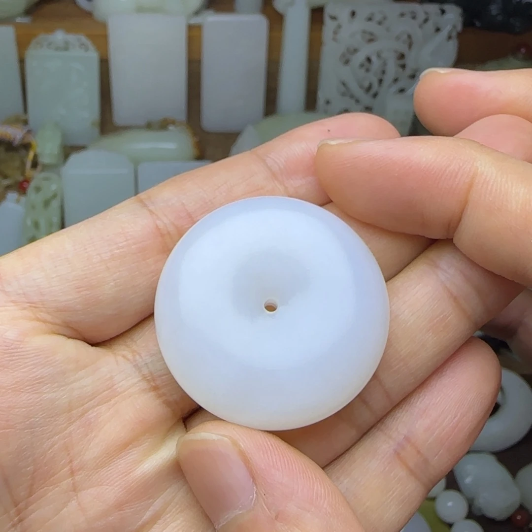 和田玉未镶嵌挂件平安扣3.5