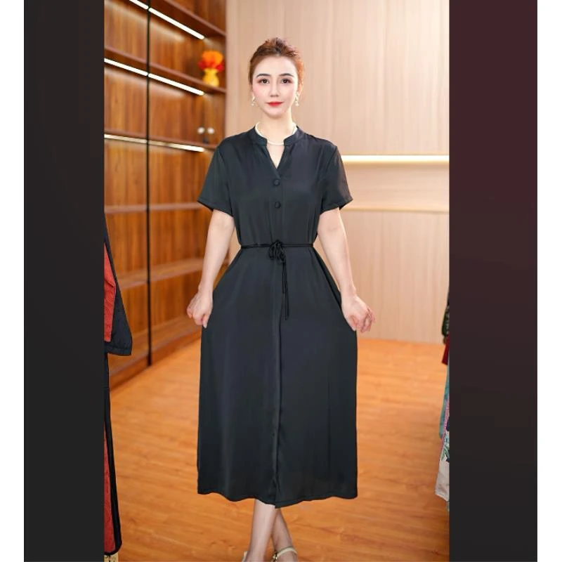 23-27-18黑）新款纯色气质连衣裙