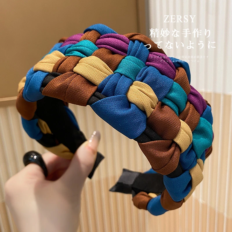 2025新款高颅顶发箍宽边显脸小头箍气质宽边压发发饰洋气编织头饰