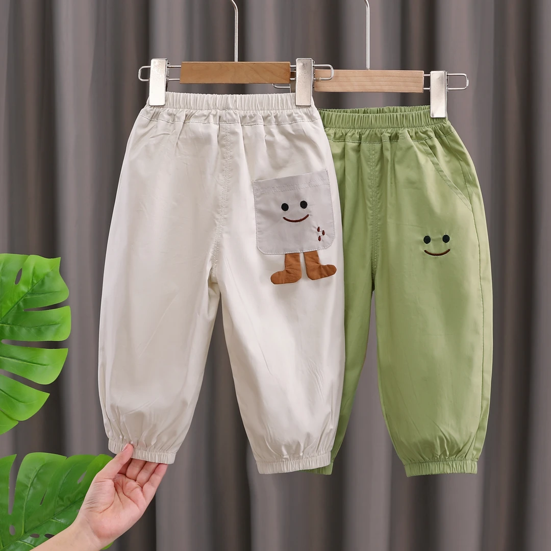 男童夏季全棉薄款长裤2025新款洋气女孩宝宝夏天防蚊裤儿童长裤潮