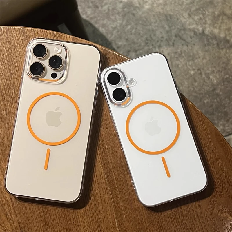 细圈磁吸适用iPhone16pro苹果14pro手机壳15ProMax透明防摔不发黄
