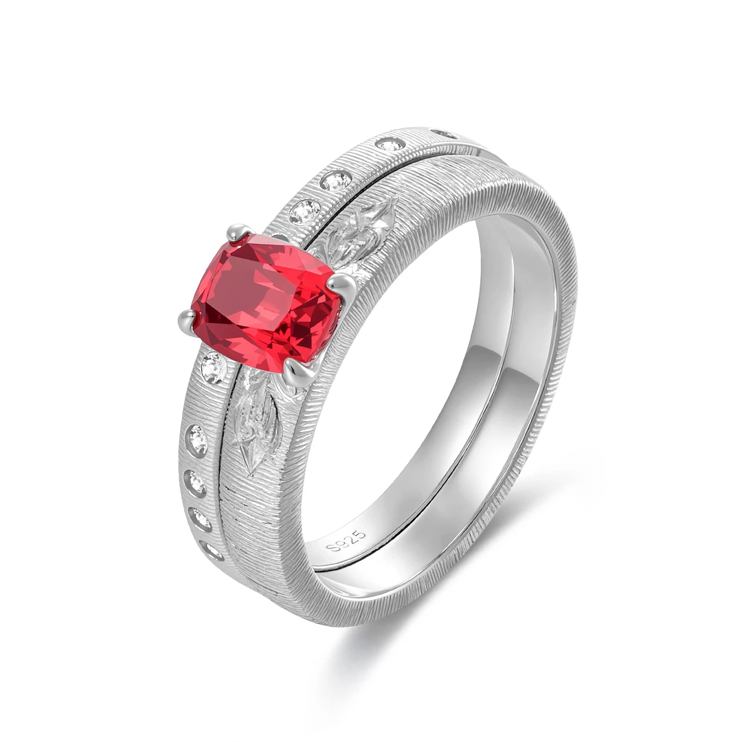 培育蓝宝石R4869【左岸浪漫】新款镶嵌绝地红色时尚高级布布风戒指