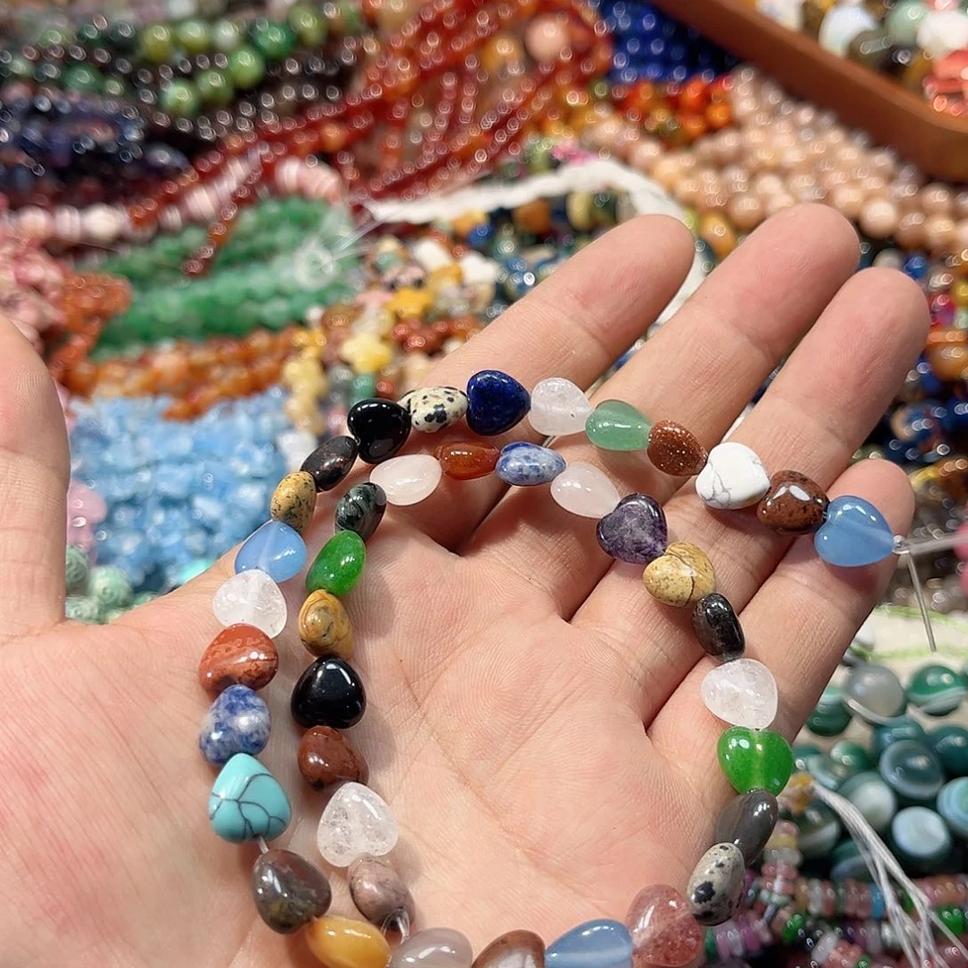 玛瑙/玉髓合金珠宝半成品多宝爱心一条10mm