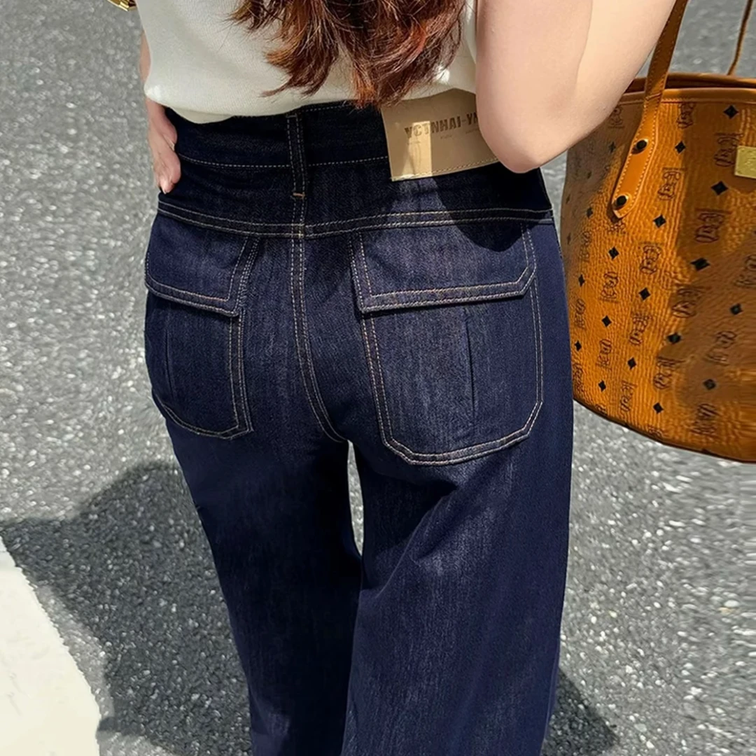 【莱赛尔️️✈️运费险】2025秋冬新款韩国高腰窄版直筒软牛仔·丹宁蓝