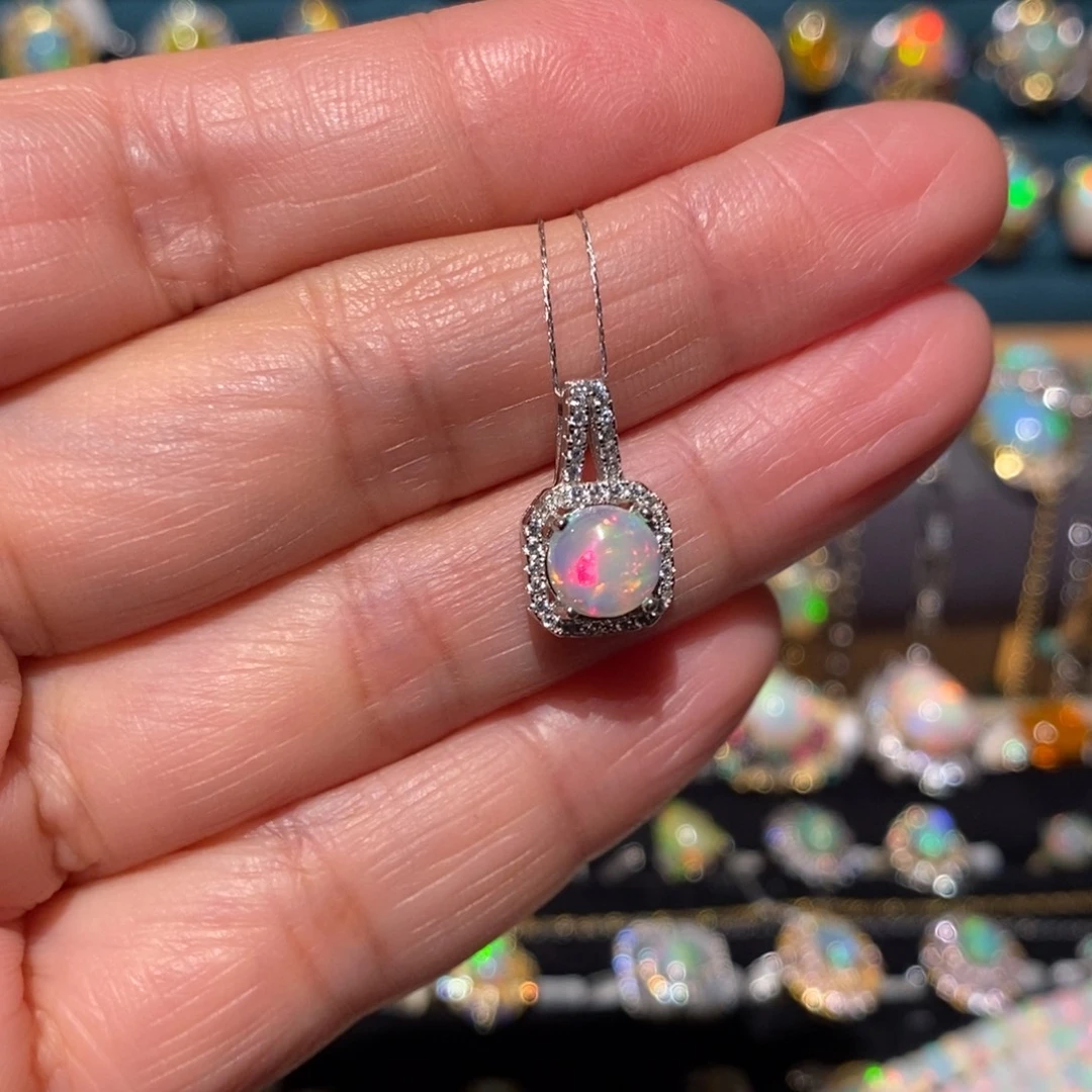 欧泊银S925镶嵌吊坠