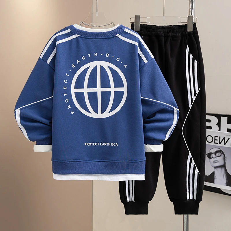 男童春装卫衣套装2025新款中大童春秋季时髦炸街两件套儿童潮酷衣