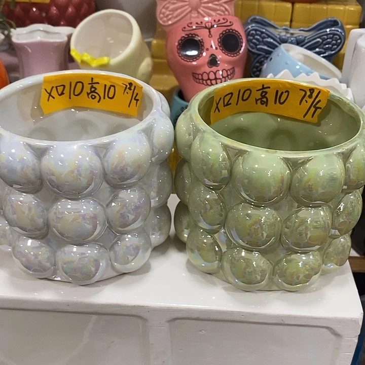 陶盆有孔 瑕疵针孔漏釉介意勿拍外口 10外高10