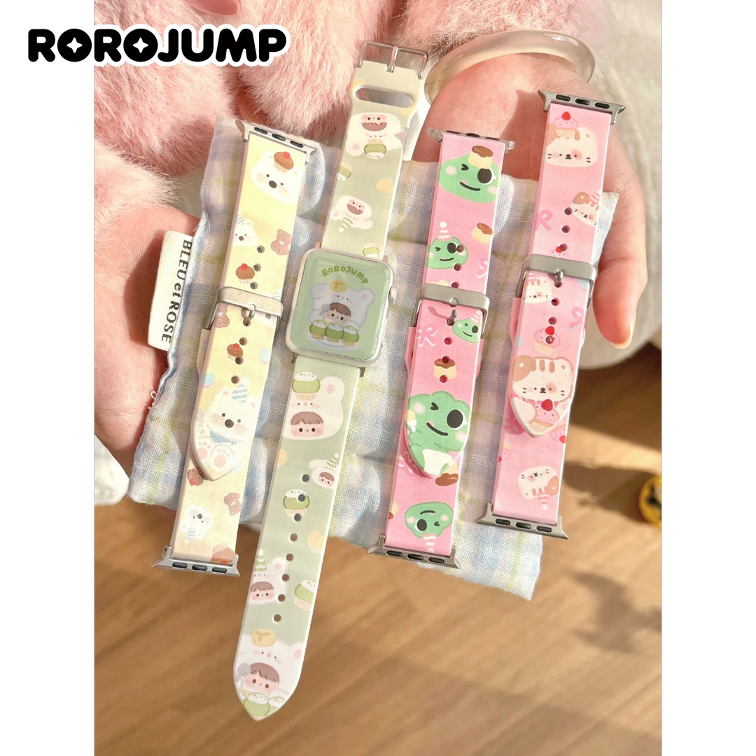 肉肉酱小伙伴下午茶iwatch苹果手表适用424445手表卡通运动表带女