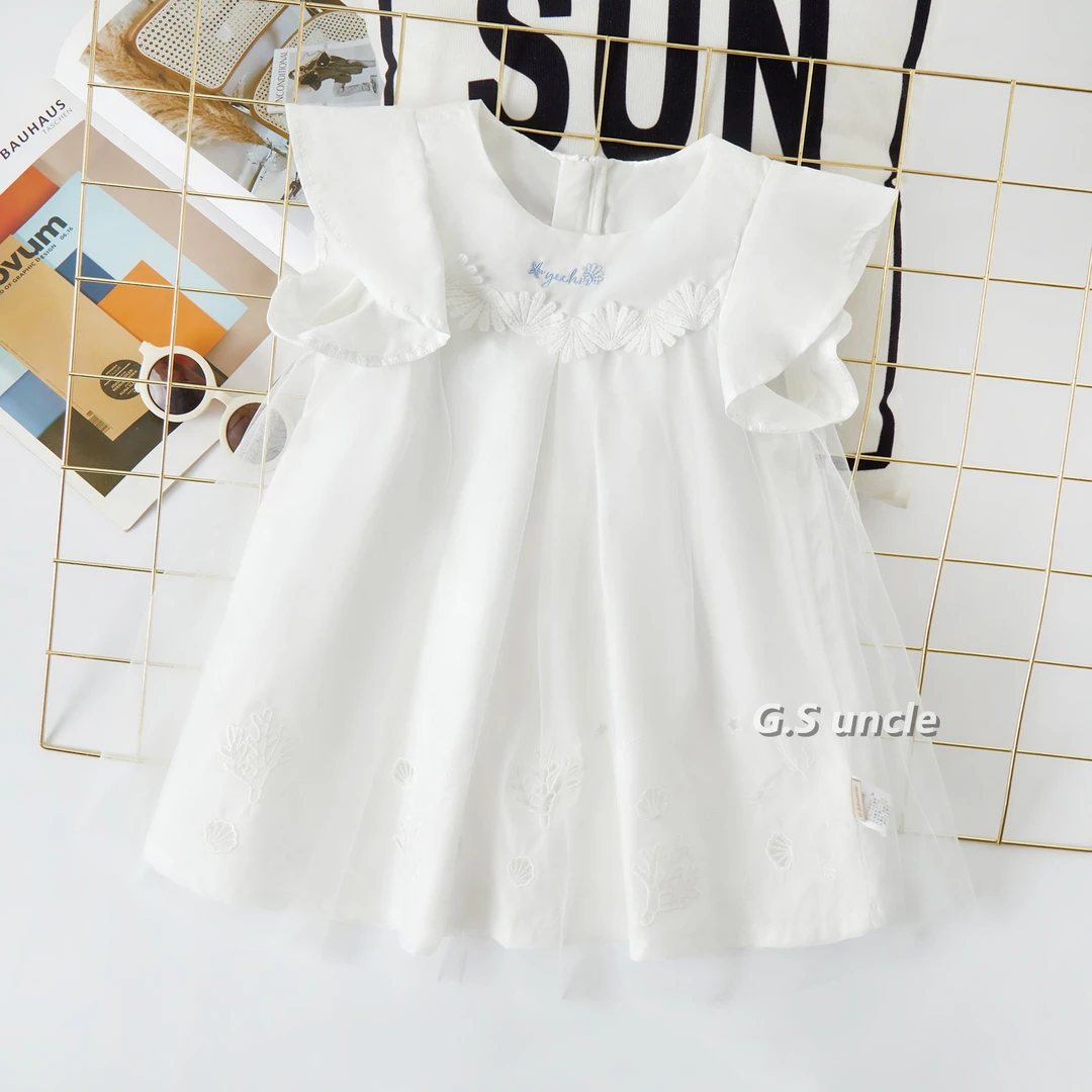 1【月光贝壳】H25081女童洋气夏款连衣裙蕾丝纱裙韩版百搭可爱裙子