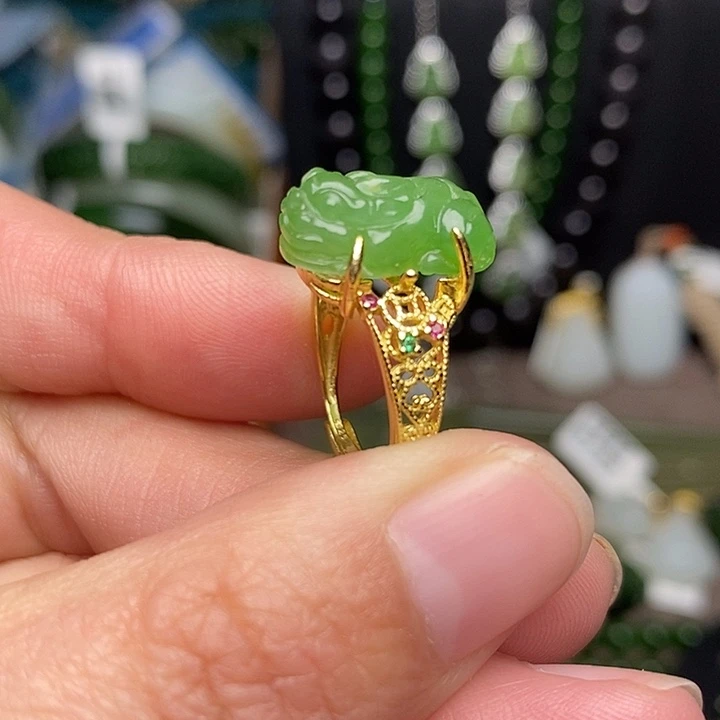 和田玉银S925镶嵌戒指