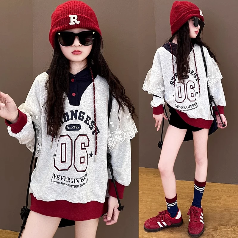 女童春季新款卫衣时尚洋气女孩春秋装2025新款儿童韩范中大童上衣