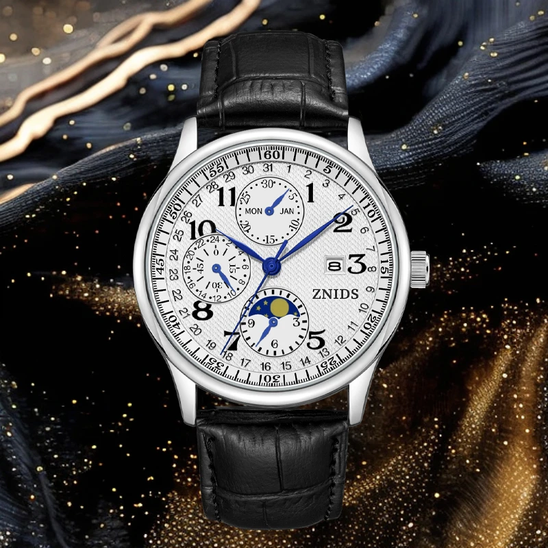 【专柜正品】--ZNIDS 六针月相--全新防水男款商务腕表XR-27