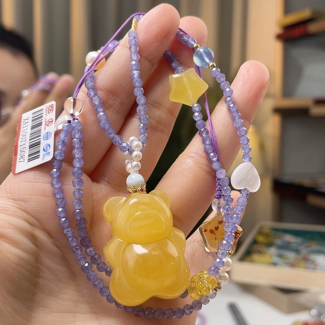 琥珀裸石未镶嵌蜜蜡吊坠