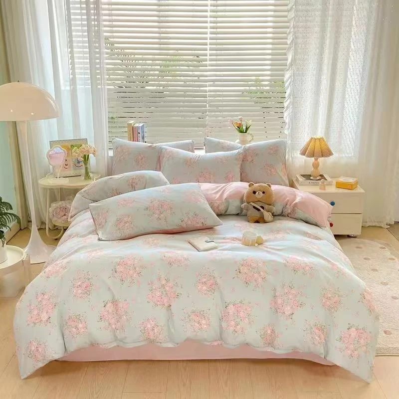 纯棉四件套床盖床笠床单枕套被子南通生产厂家亲肤透气柔加厚磨毛