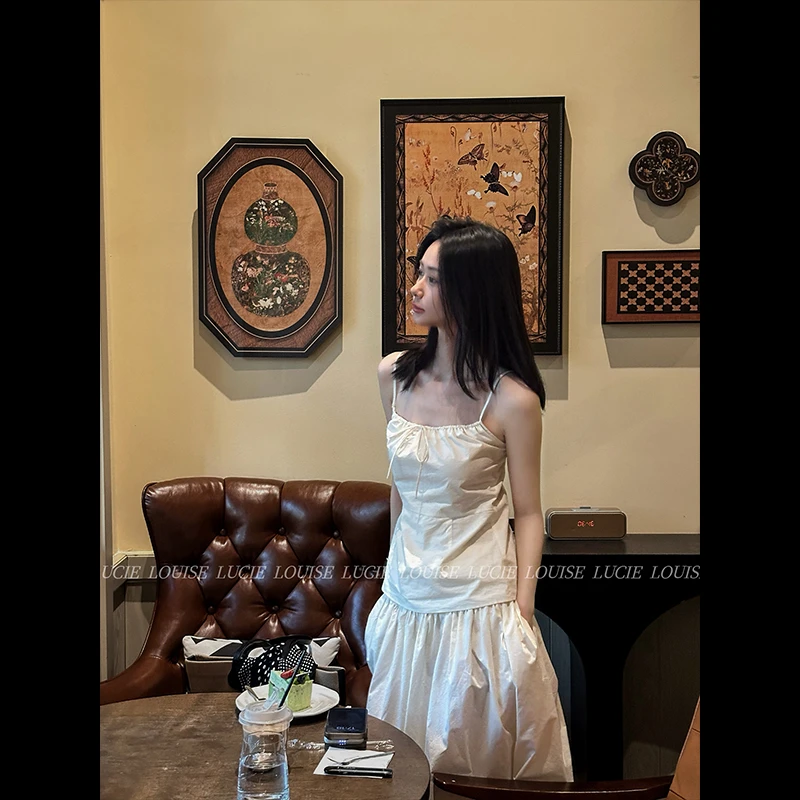 LUCIE LOUISE 法式松弛·高支高密100棉外穿松紧吊带上衣LL0037