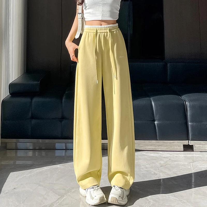 MTZC香蕉运动裤女春夏薄款2025新款垂感休闲窄版直筒高腰宽松阔腿