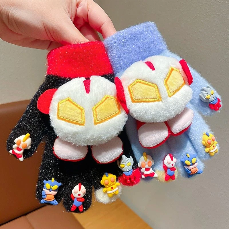 儿童奥特曼手套秋冬季防风保暖指套男孩diy学生写字男童五指