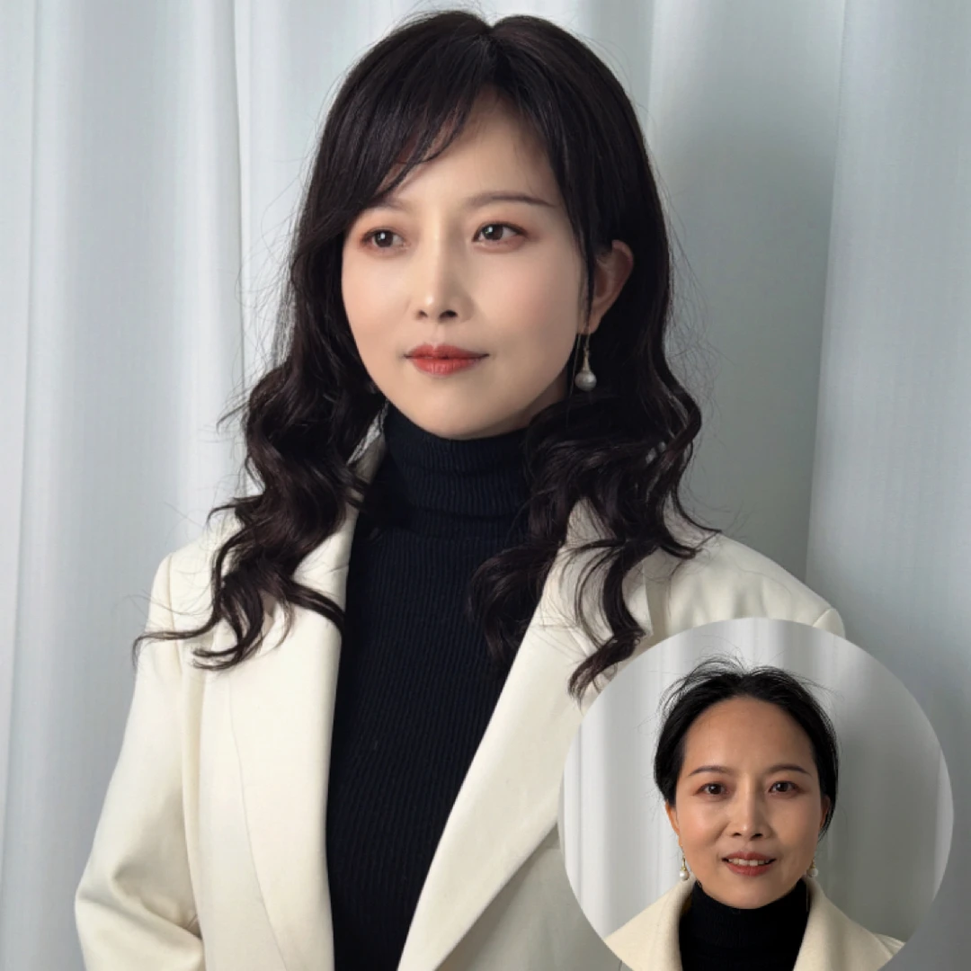 5号气质锁骨发八字刘海任意烫染轻薄自然全手织辫子发假发头套