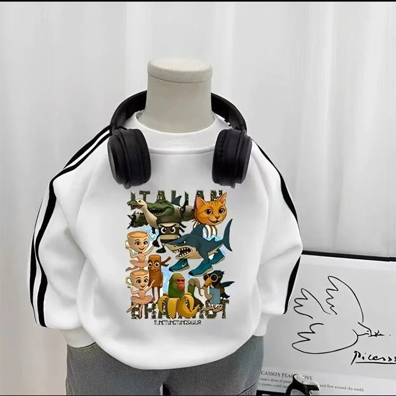 外国山海经秋冬纯棉长袖2025潮款潮酷痞帅童装儿童服装三条杠T桖