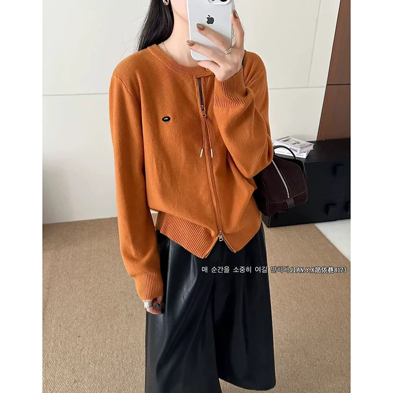 【燕麦色】3875开衫外套超柔软高品质圆领上衣