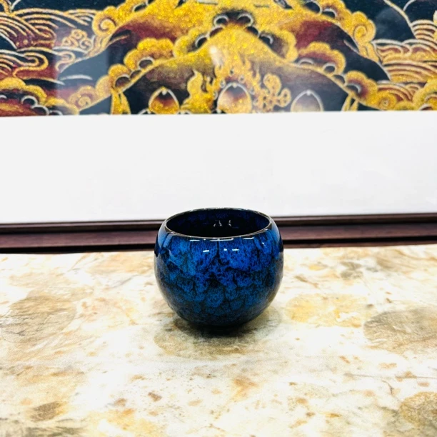 A82-青瓷莲花主人杯深蓝（31）