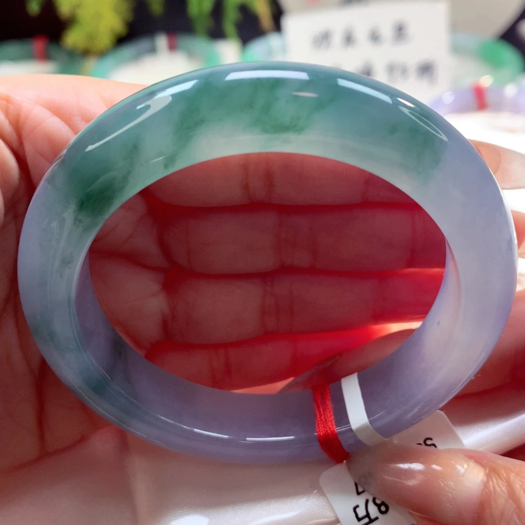 未镶嵌手镯翡翠冰蓝紫飘花54正圈（31号）