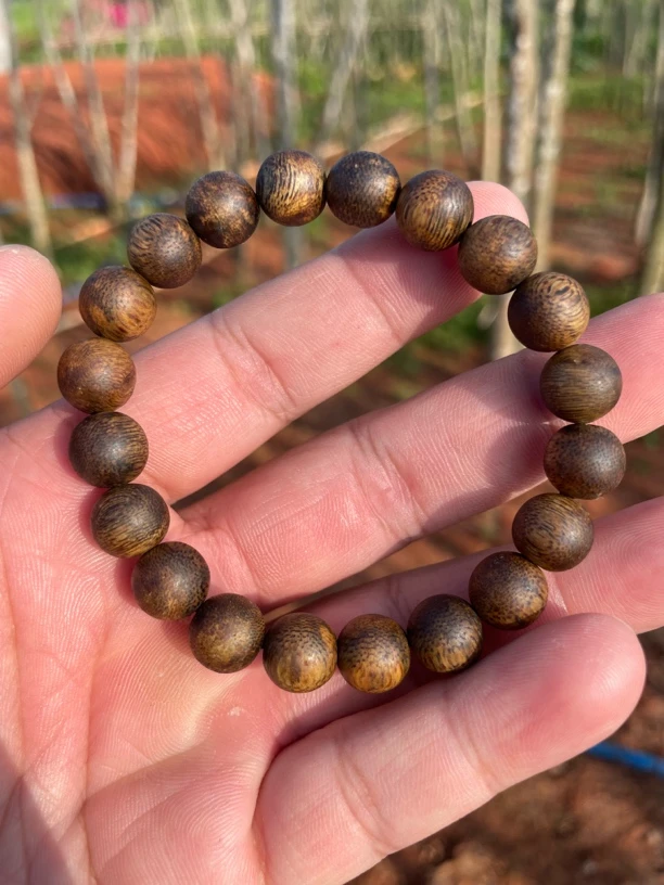 沉香海南l老白棋奇楠沉香手串1.0圆珠单圈8克+