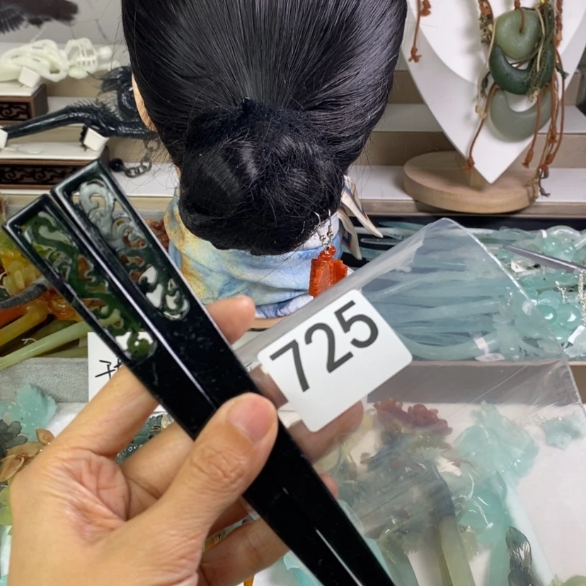 【闪购商品】岫玉发饰合金四*发簪