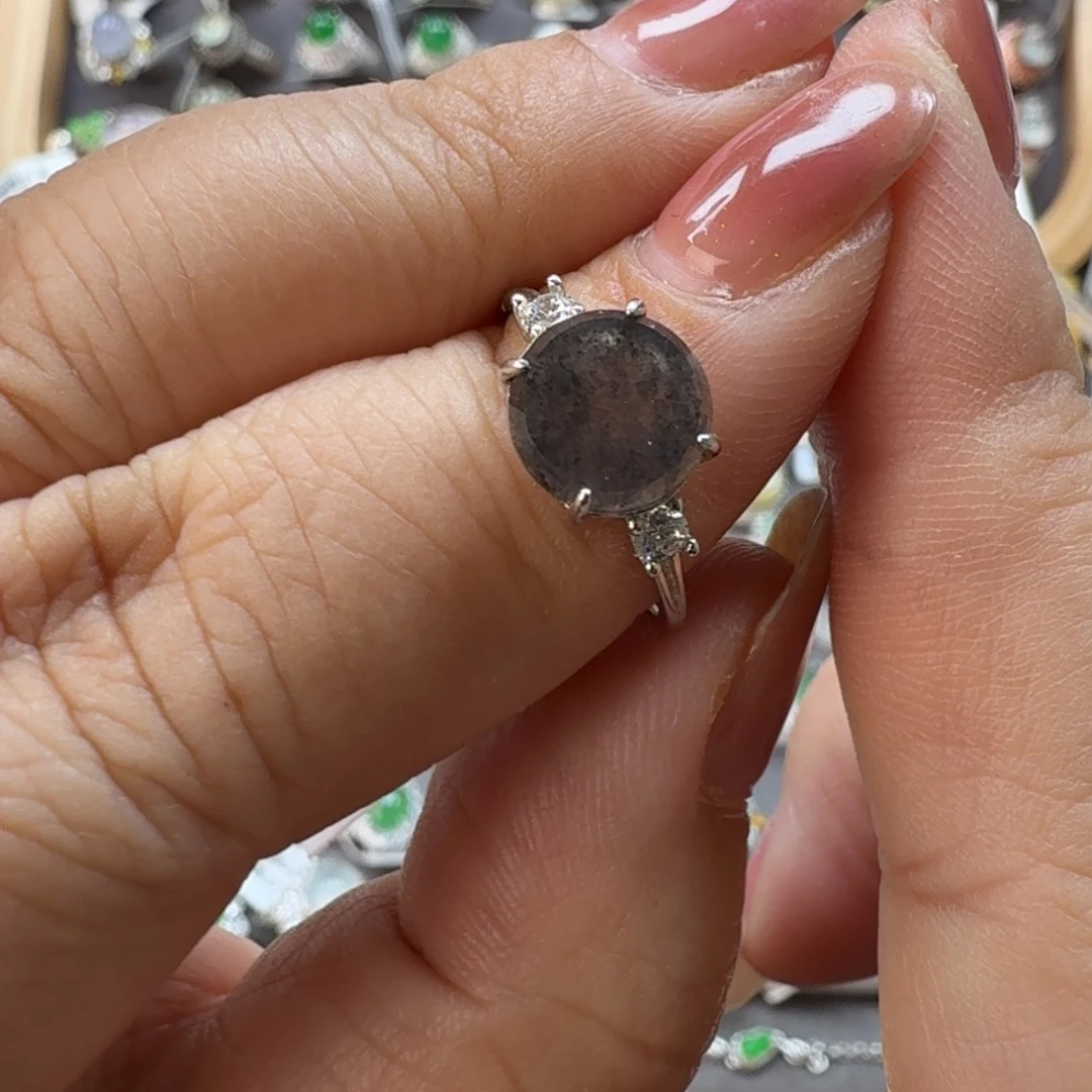 翡翠银S925镶嵌戒指8002