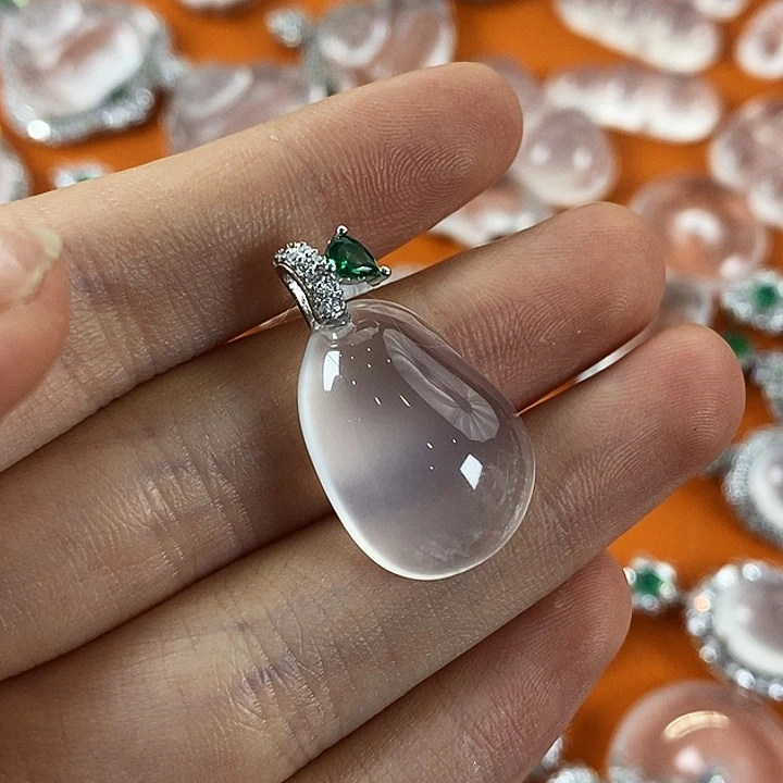 石英质玉银S925镶嵌颈饰