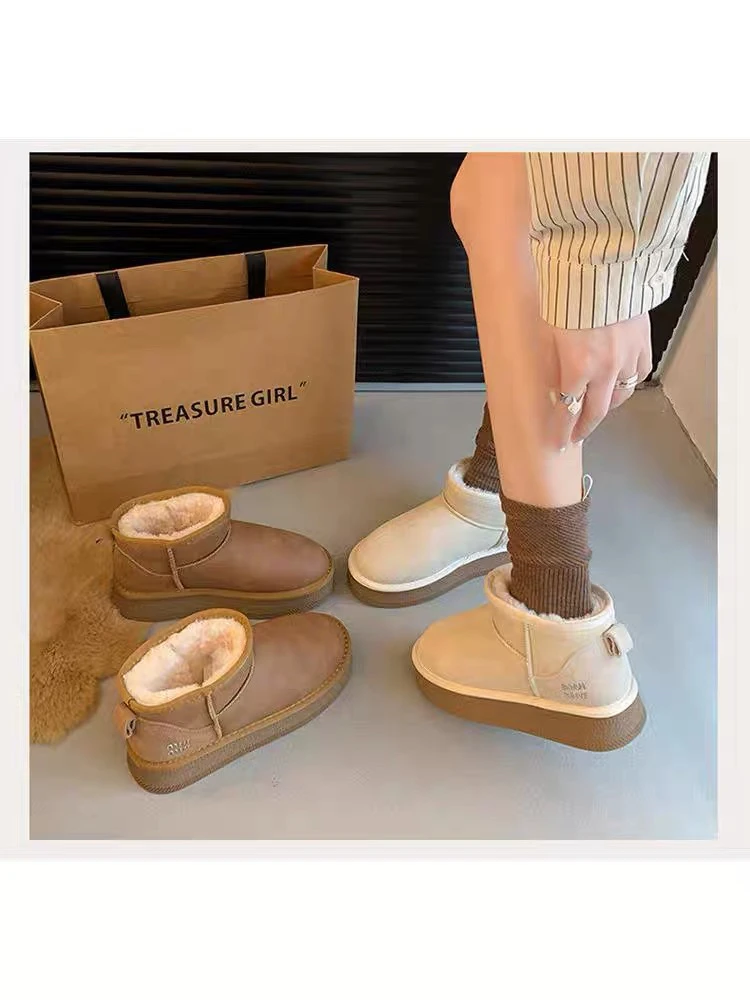 雪地靴平跟时尚雪地靴棉鞋平底鞋子保暖韩版厚底中筒加厚