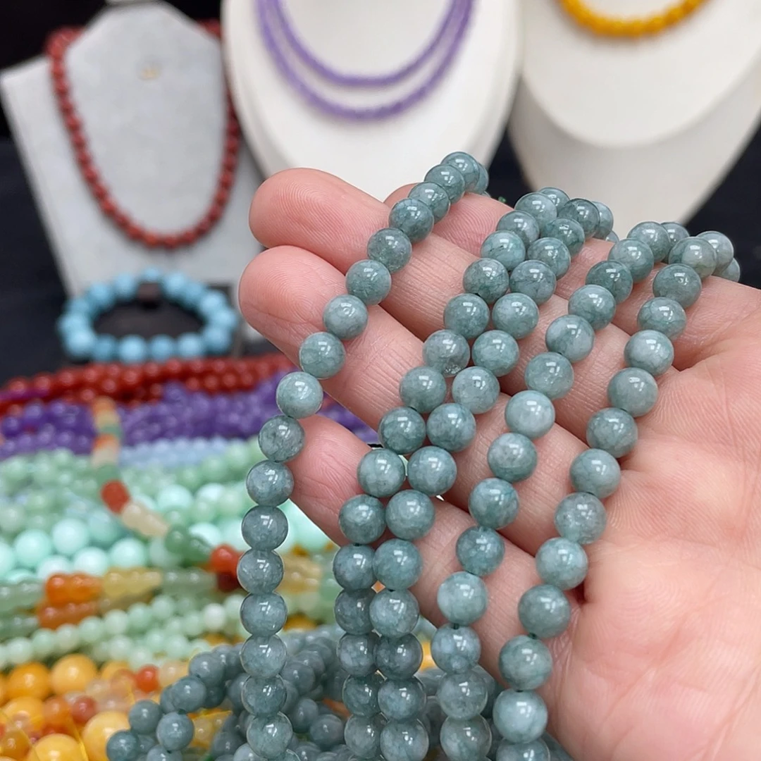 玛瑙/玉髓未镶嵌半成品缅甸玉6m散珠