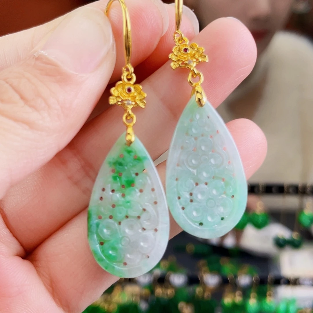 翡翠未镶嵌耳饰饰品