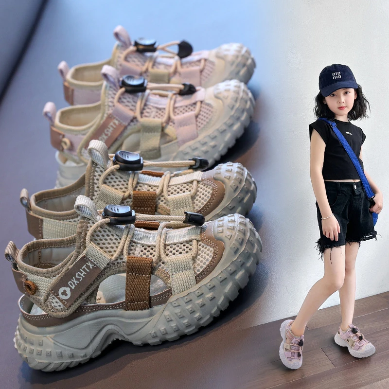 儿童凉鞋男童2025新款夏款女童单网鞋透气网面夏小孩鞋子宝宝夏季