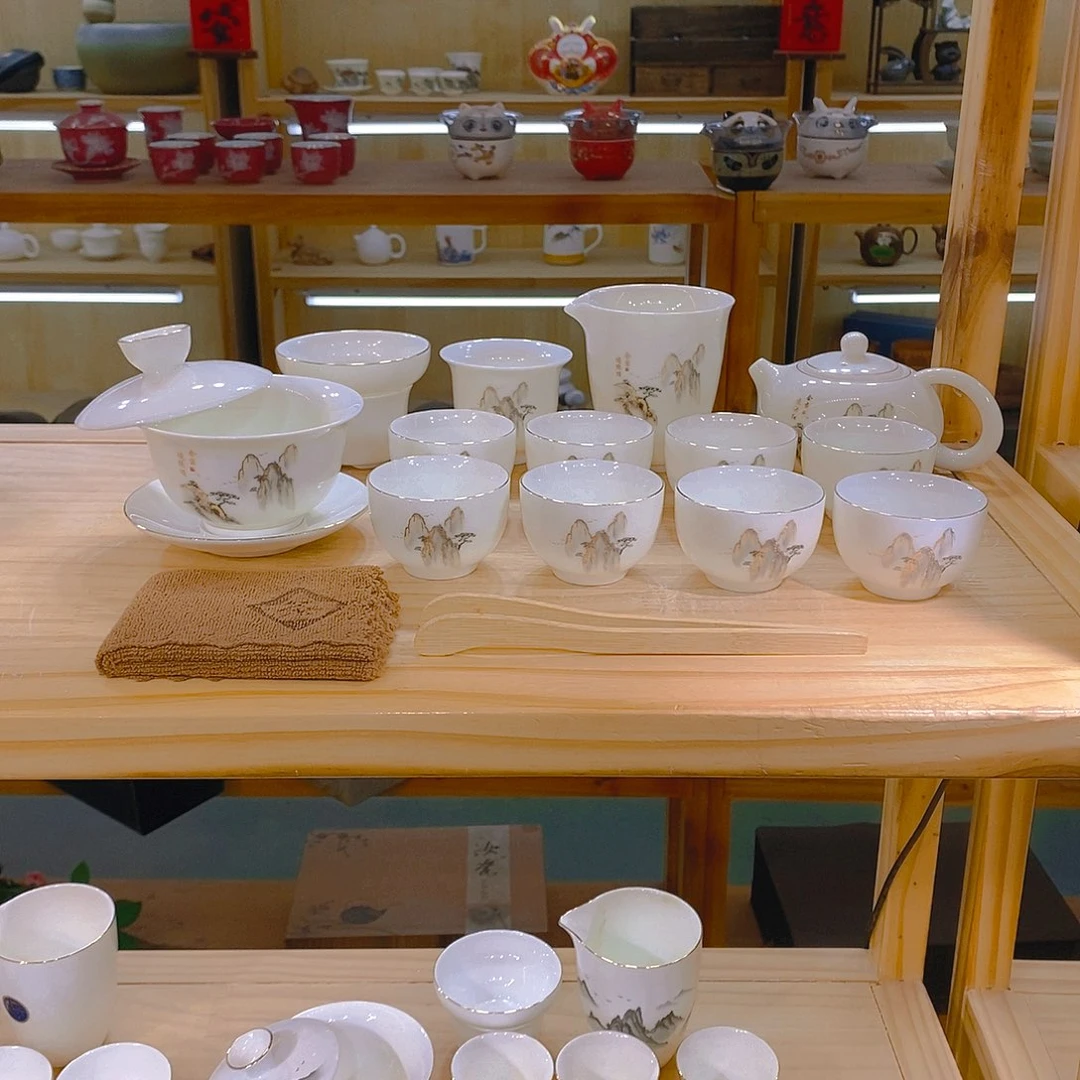 【不止】羊脂玉瓷茶具套装