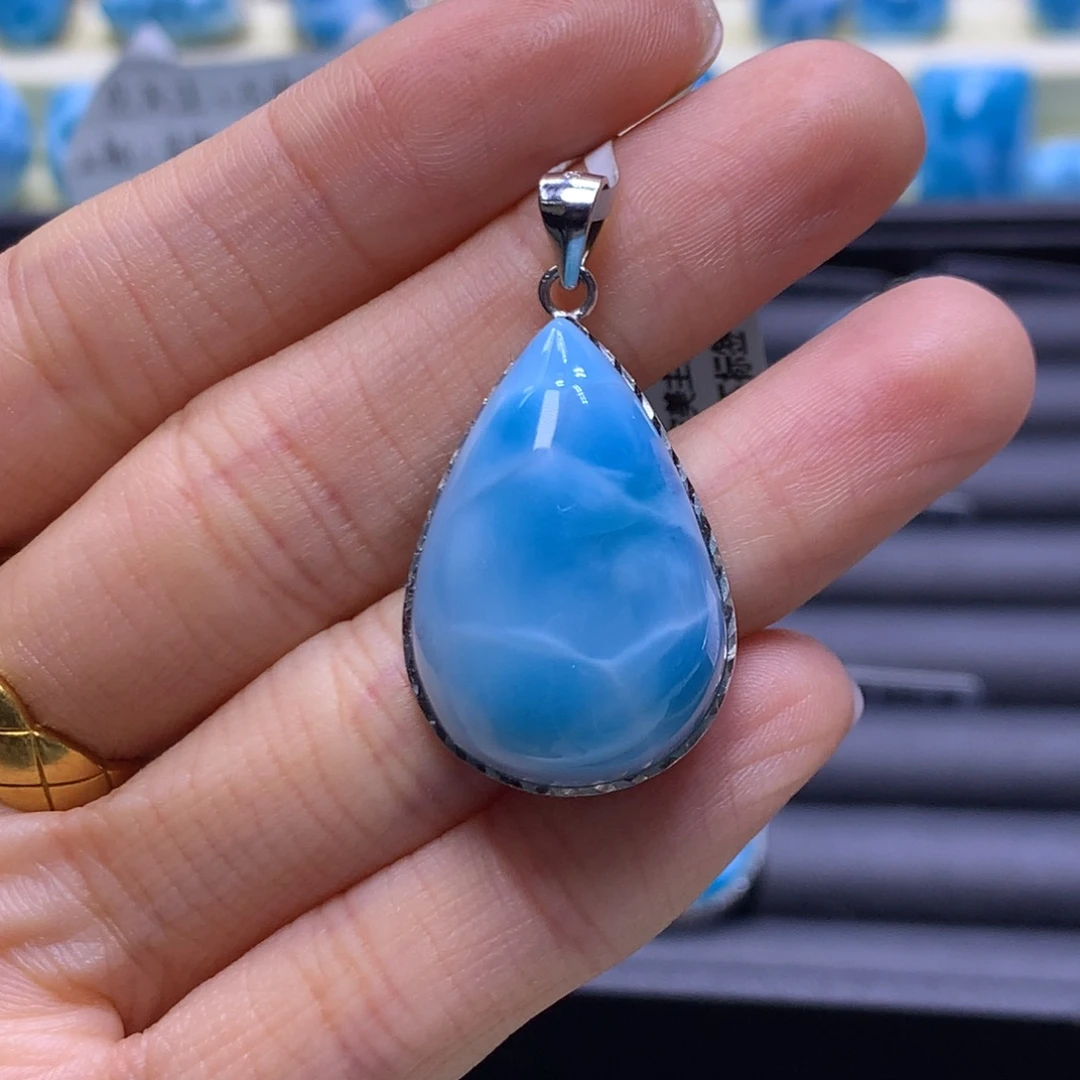 针钠钙石（海纹石）未镶嵌颈饰水滴吊坠色差略异