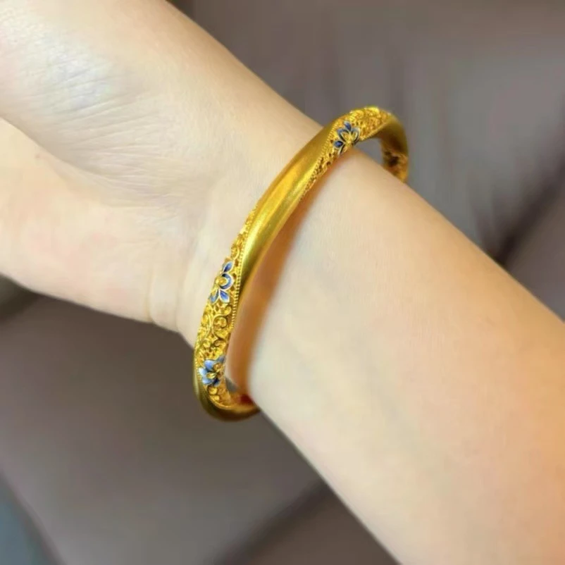 铜合金珐琅手镯 高端青花珐琅手镯樱花手镯高端时尚百搭通勤款