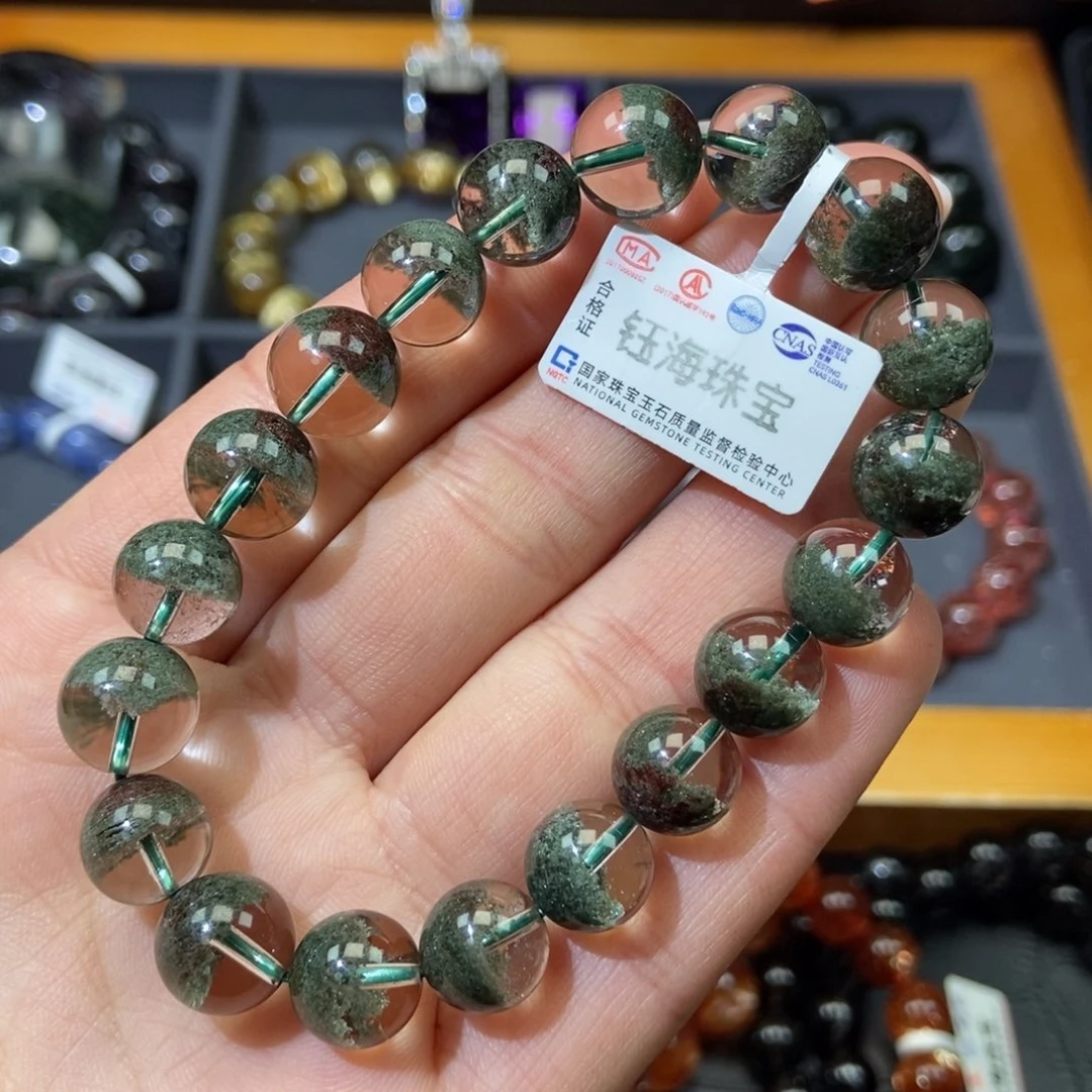 绿幽灵手串未镶嵌水晶怜*10.5mm