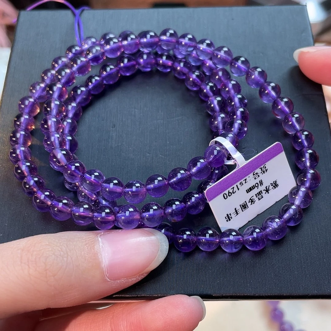 水晶手串未镶嵌紫水晶多圈zs1290 69号