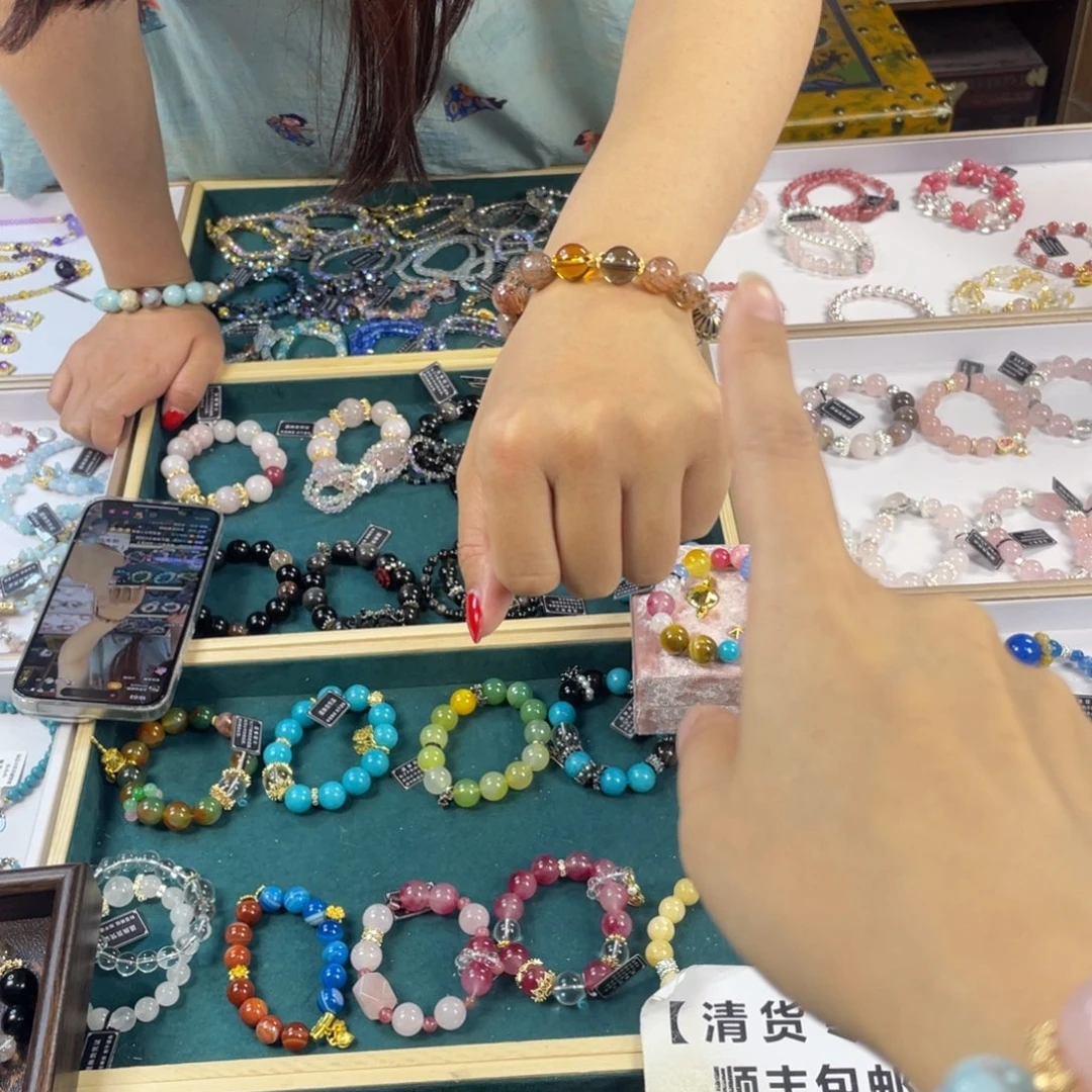 水晶手链银S925镀金镶嵌