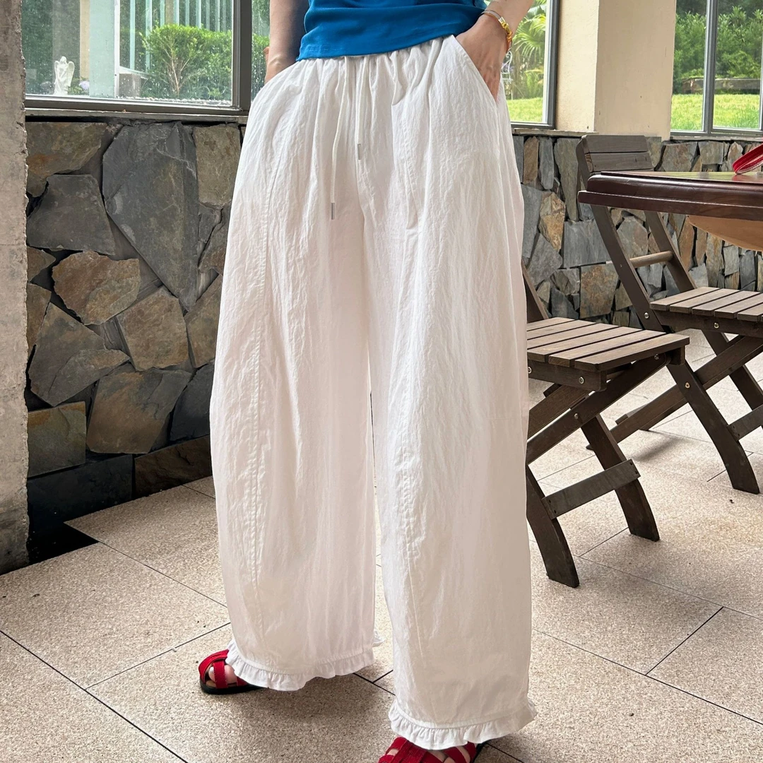 设计师设计感休闲裤夏季长裤阔腿裤直筒休闲纯色休闲裤子百搭