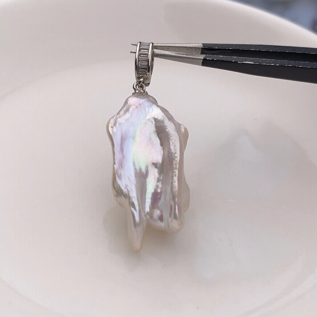 吊坠(不含链)银S925镶嵌淡水珍珠