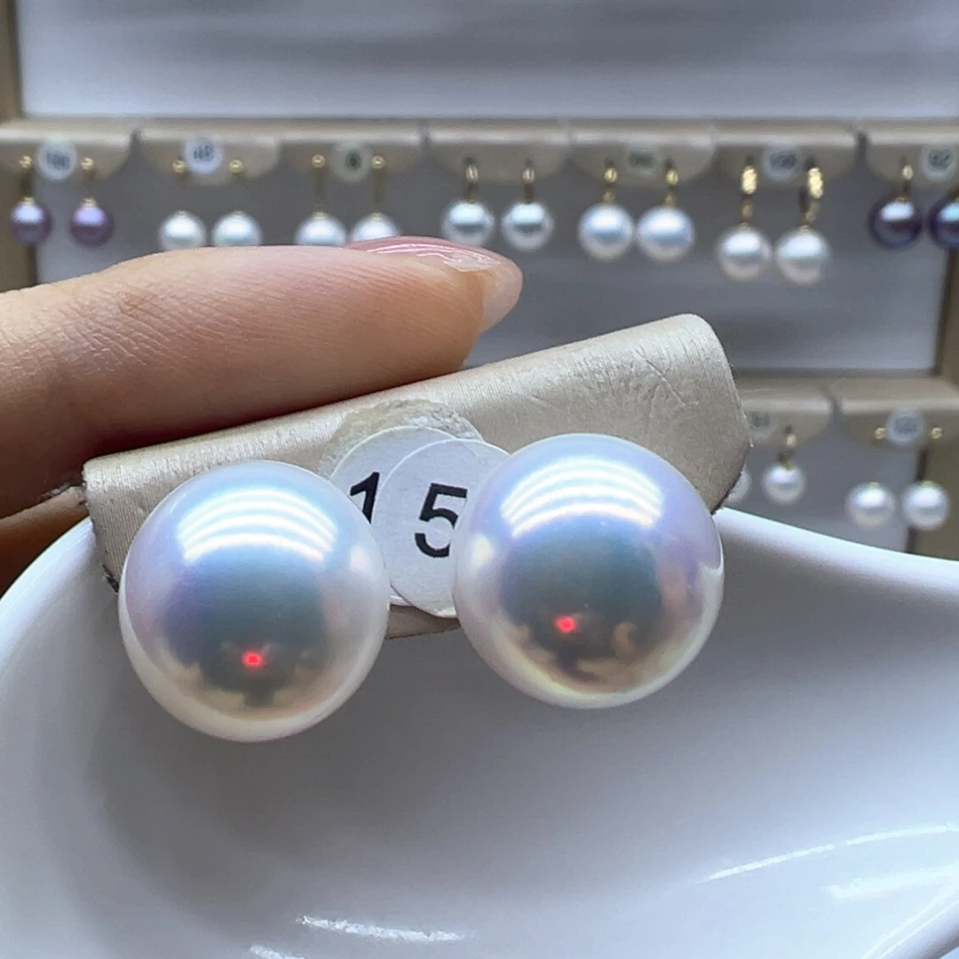 18K金镶嵌淡水珍珠耳饰