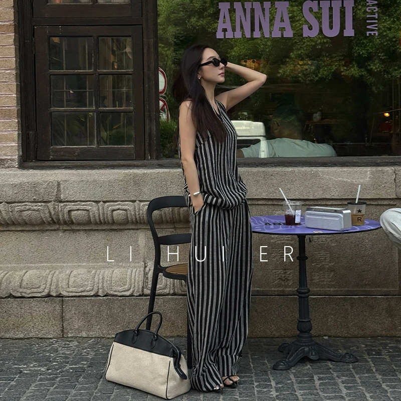 LiHuiEr李慧儿【棕榈岛上】夏季气质舒适针织显瘦轻奢无袖背心8674