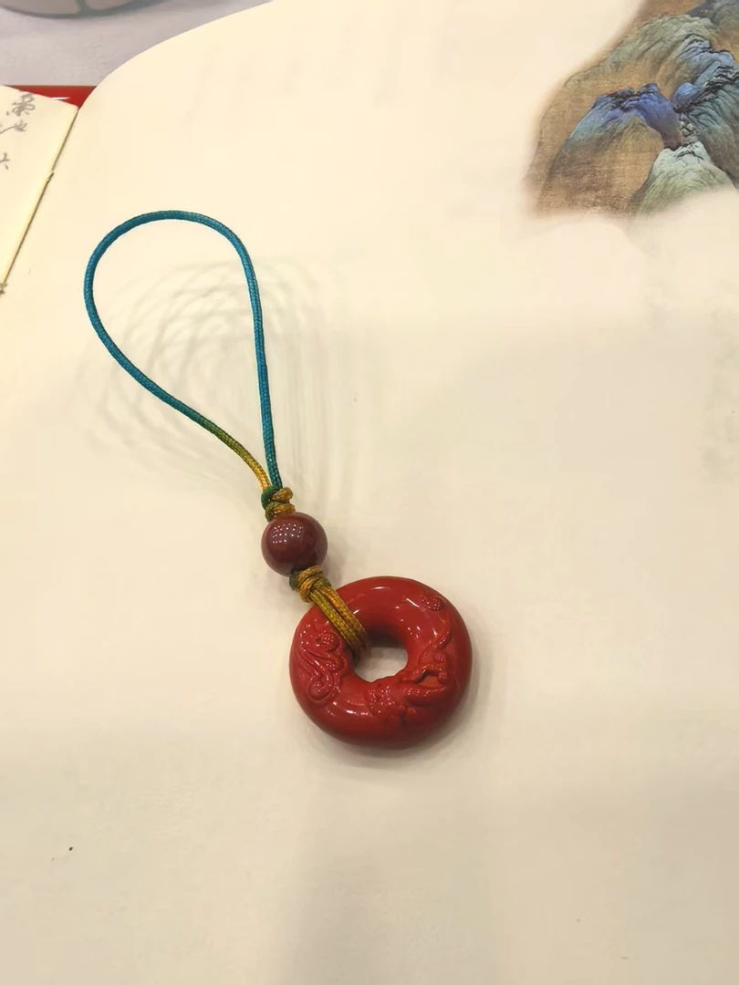 含辰砂工艺品朱砂平安扣包挂XS