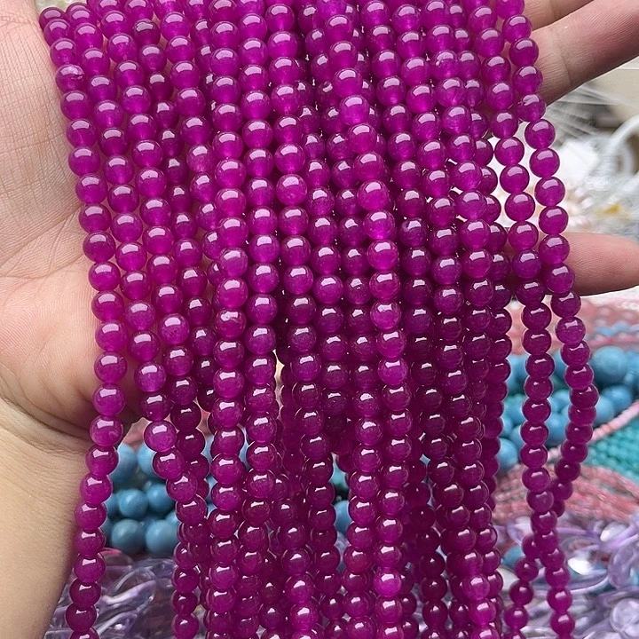 玛瑙/玉髓未镶嵌珠宝半成品2条6mm左右红刚玉