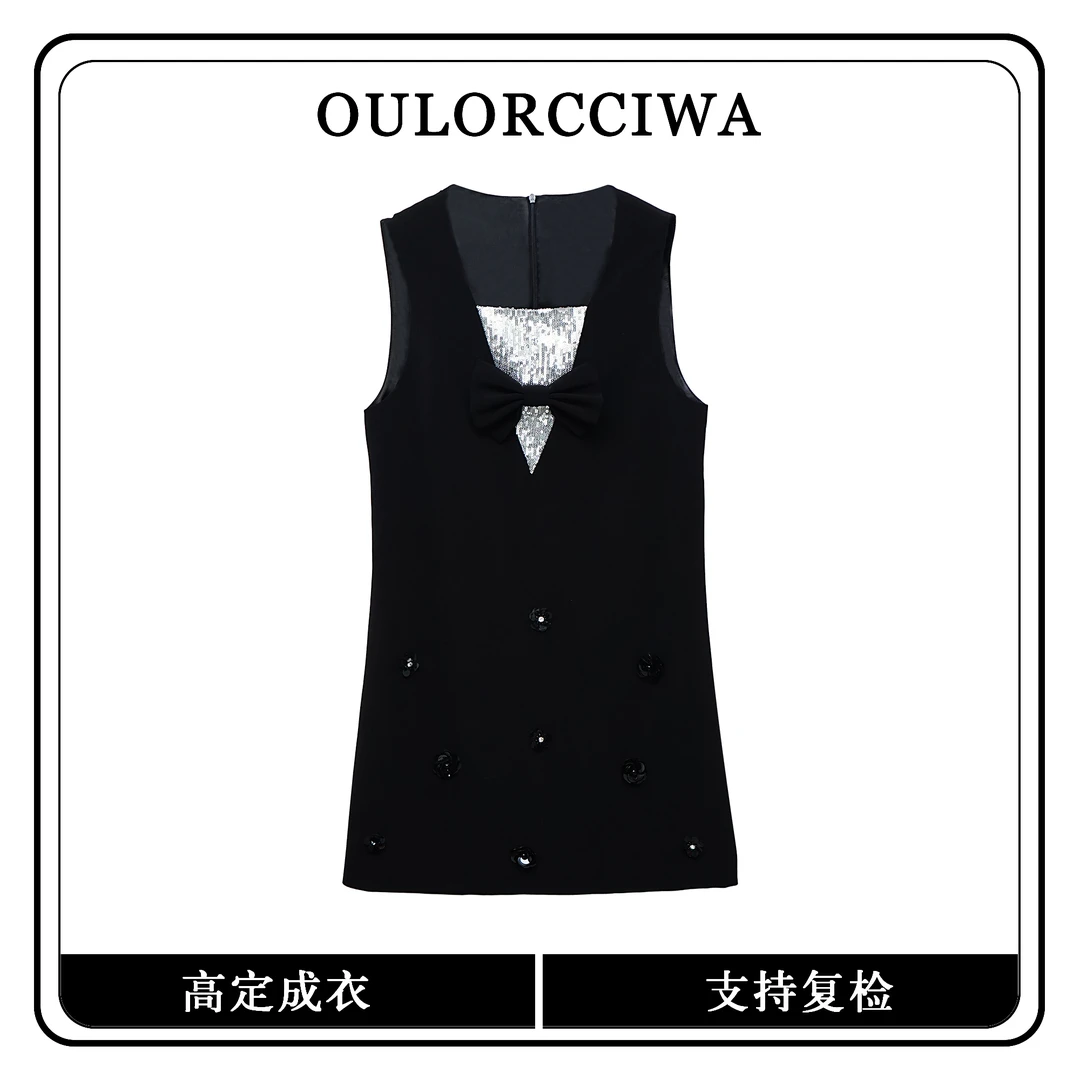 【心蕊】春款新款女装连衣裙气质时尚收腰显瘦连衣裙OLQW-952-黑色